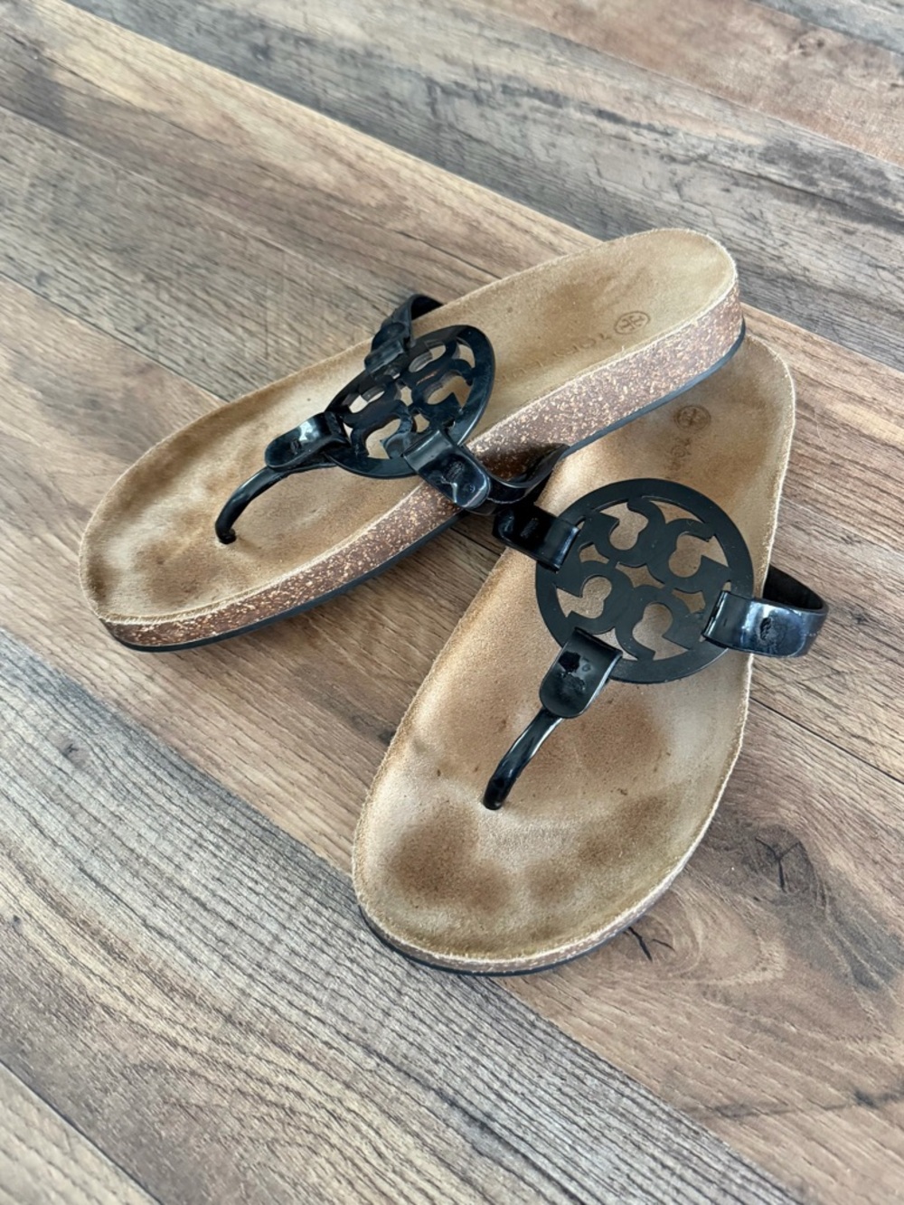 Tory Burch Miller Cloud Sandals Black / Tan 8
